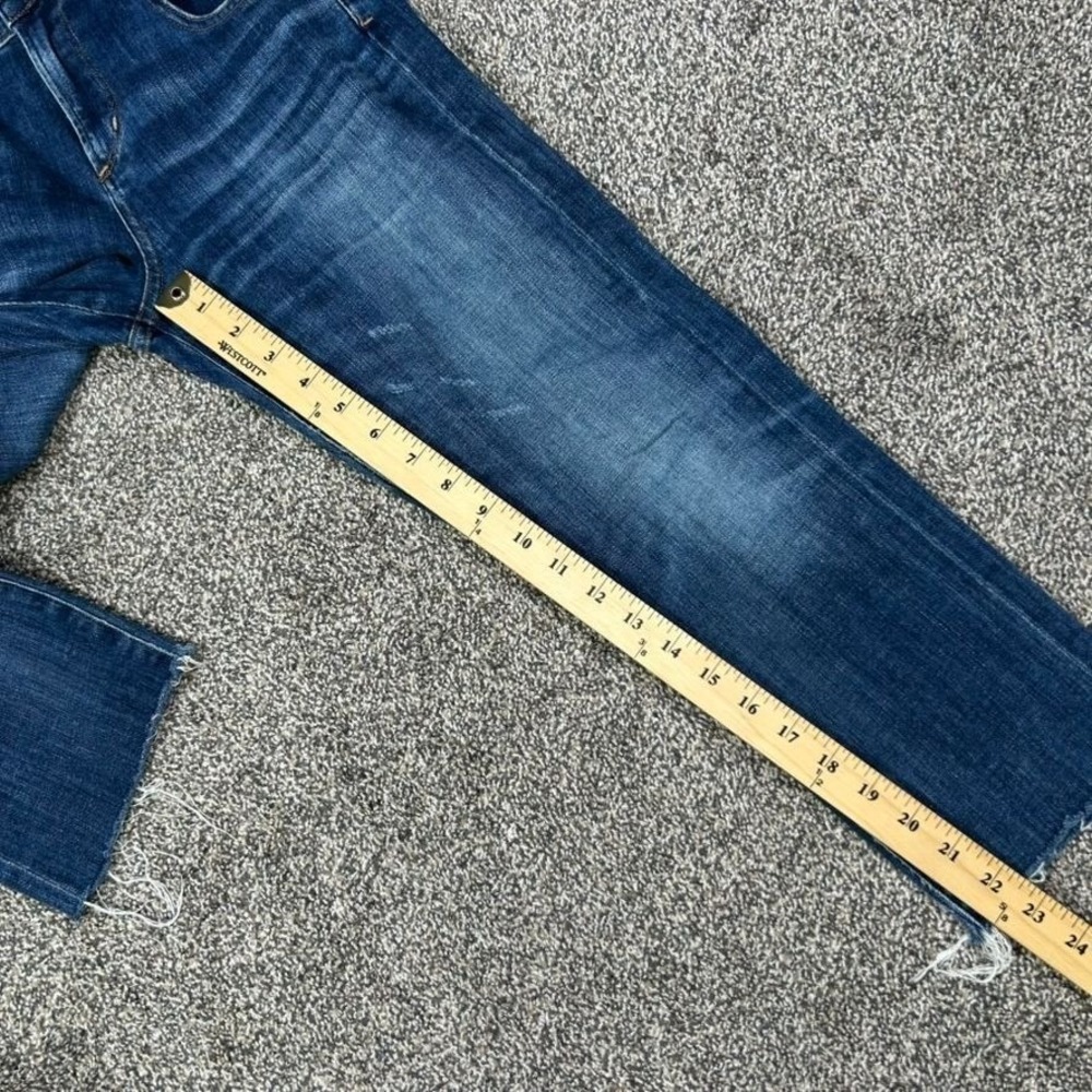 Agolde Isabel Dark Denim Distressed Raw Hem Jeans Womens 24 Straight Leg Fit - Picture 11 of 13